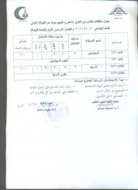 جدول امتحان تخلفات طلاب من الفرق الاعلى وعليهم مواد من الفرقة الاولى للعام الجامعى 2020/2021 للفصل الدراسى الاول لائحة قديمة