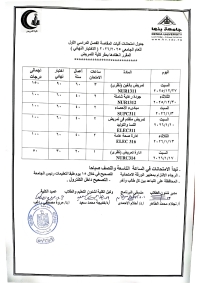 جدول امتحان آليات المقاصة الترم الاول للعام الجامعى 2025-2026