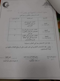 جدول امتحانات دكتوراه قسم تمريض الباطنى الجراحى دور نوفمبر 2019