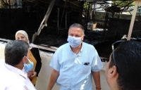 رئيس جامعة بنها يتفقد موقع حريق كافتيريا كلية التربية