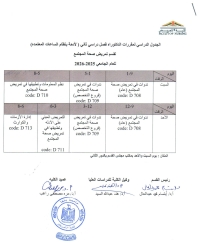 الجدول الدراسى دكتوراه فصل دراسى ثانى لقسم تمريض صحة مجتمع للعام الجامعى 2025-2026