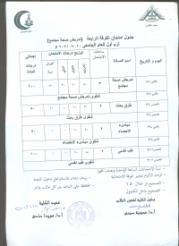 جدول امتحان الفرقة الرابعة قسم صحة المجتمع فصل دراسى أول العام الجامعى 2020-2021